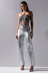 DAZZLING CHAINS HALTER TOP