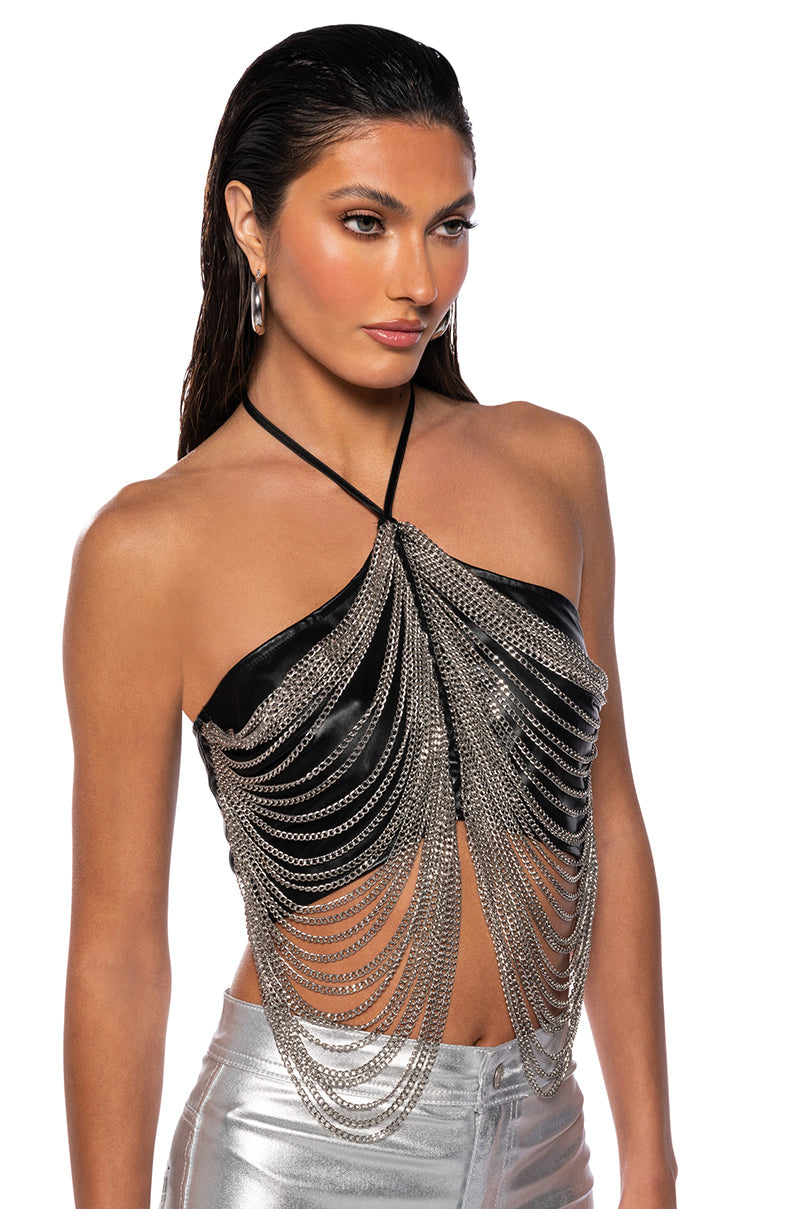 DAZZLING CHAINS HALTER TOP