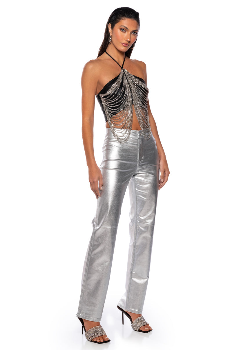 DAZZLING CHAINS HALTER TOP