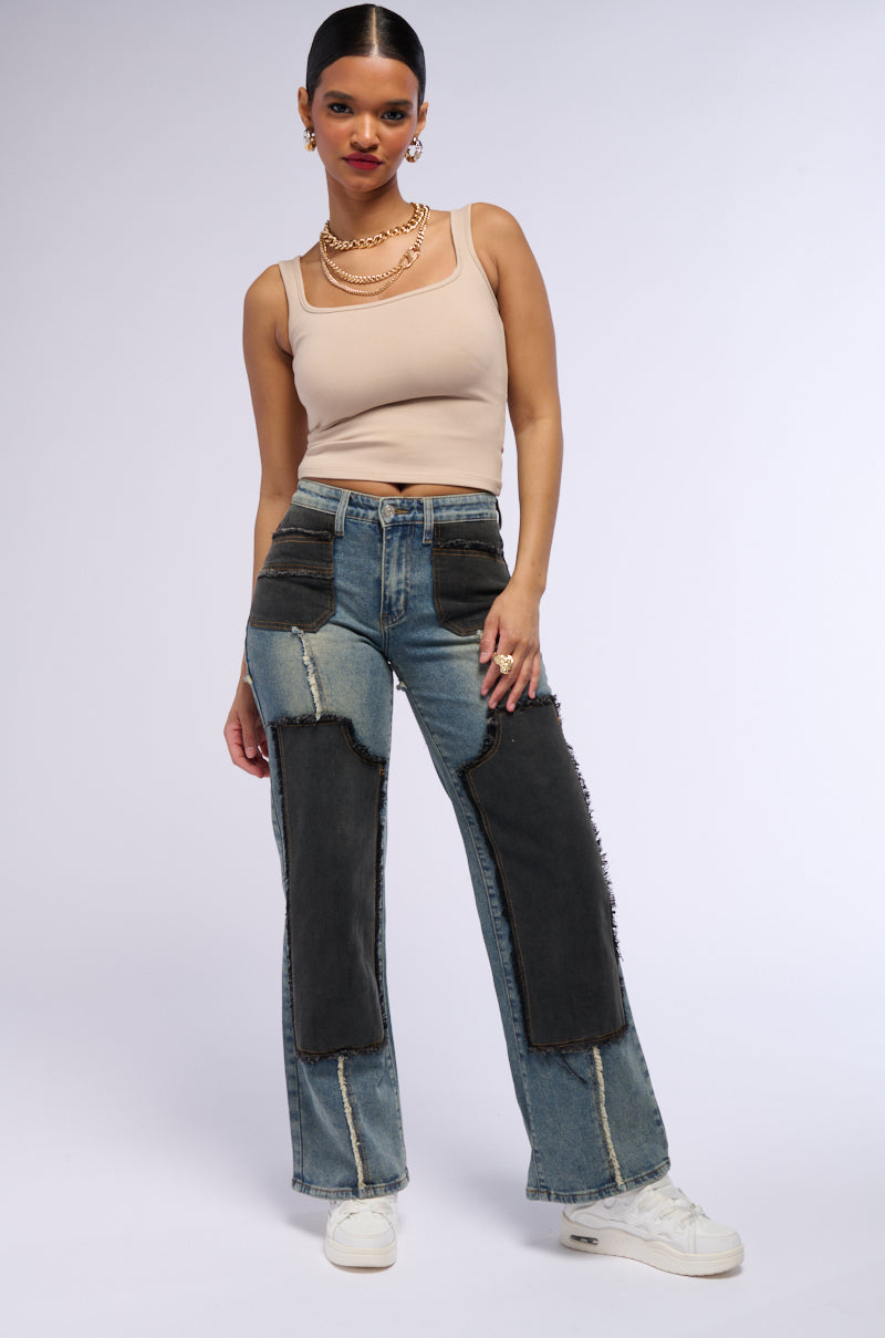 DEEP IN THE BOTTOM DISTRESSED DENIM PANT