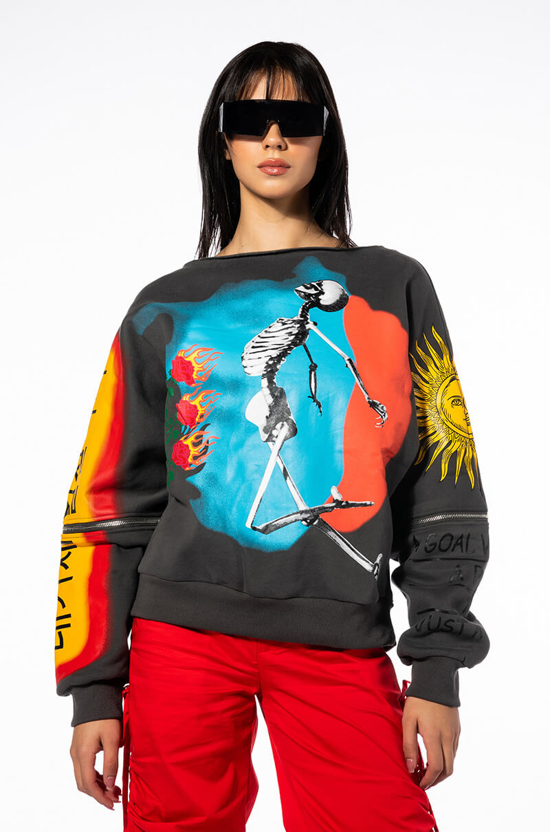 DEEP THOUGHTS OVERSIZED GRAPHIC SWEATSHIRT