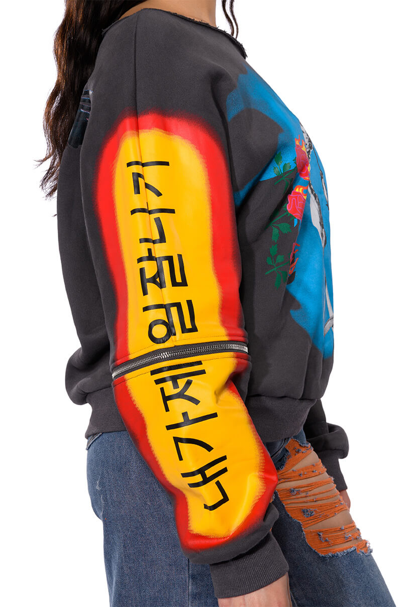 DEEP THOUGHTS OVERSIZED GRAPHIC SWEATSHIRT