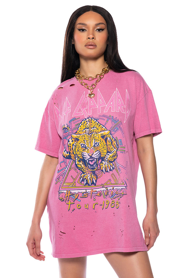 DEF LEPPARD MINERAL WASHED DRESS