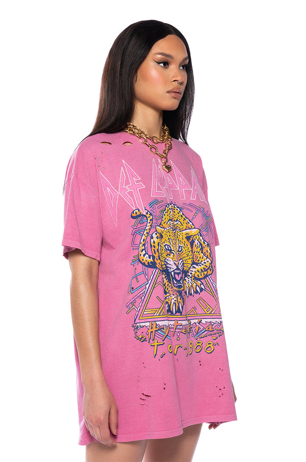 DEF LEPPARD MINERAL WASHED DRESS