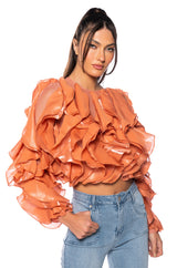 CAMELLIA RUFFLE LONG SLEEVE BLOUSE