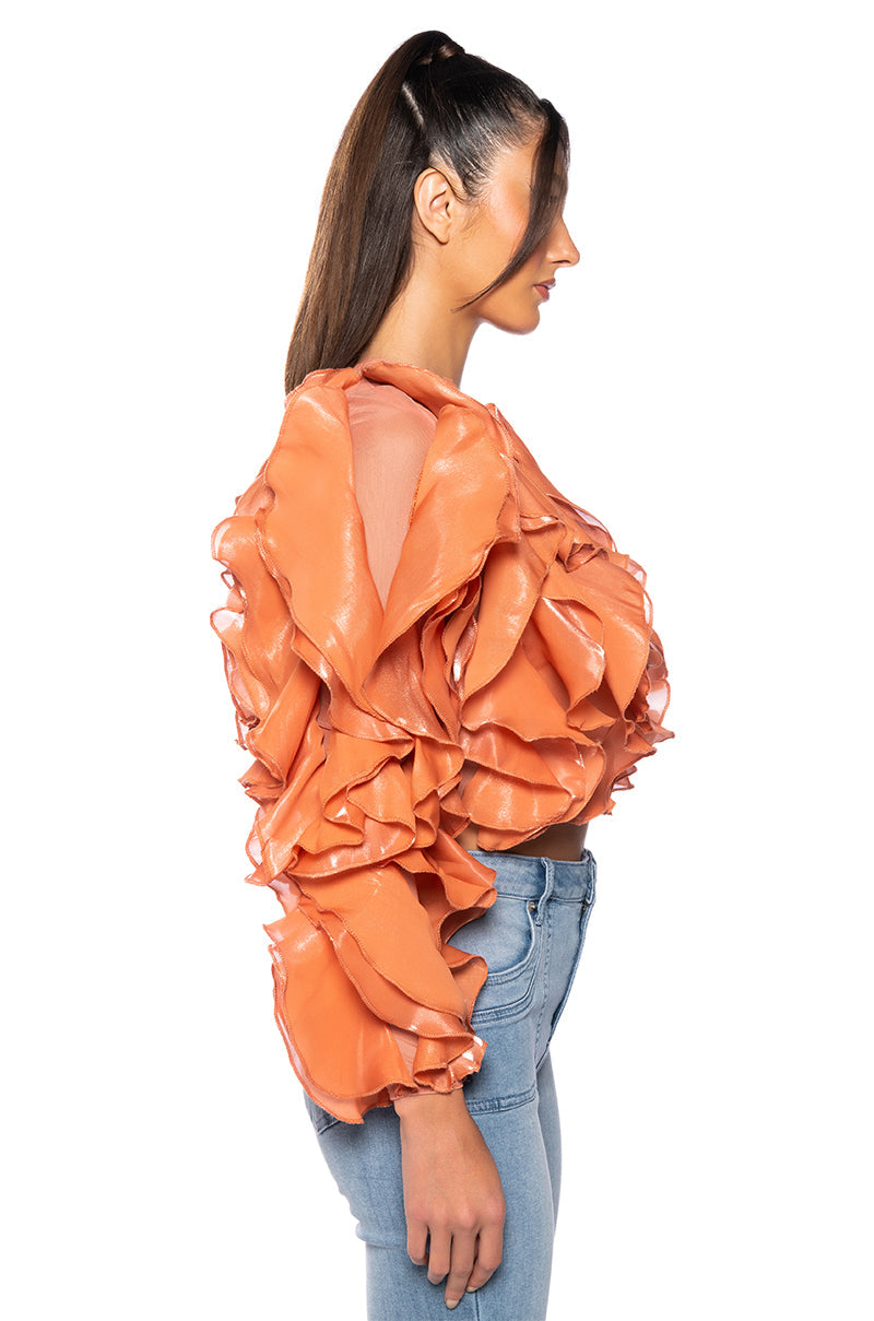 CAMELLIA RUFFLE LONG SLEEVE BLOUSE