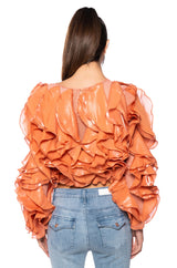 CAMELLIA RUFFLE LONG SLEEVE BLOUSE