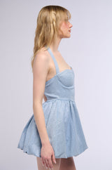 DENIM AND DIAMONDS MINI DRESS