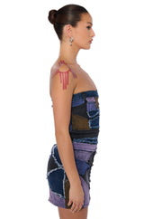 DENIM PATCHWORK MINI DRESS