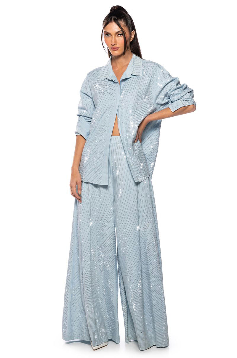 DENIMANIA RHINESTONE BUTTON DOWN