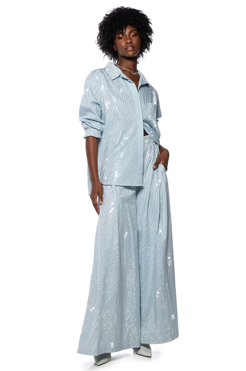 DENIMANIA RHINESTONE BUTTON DOWN