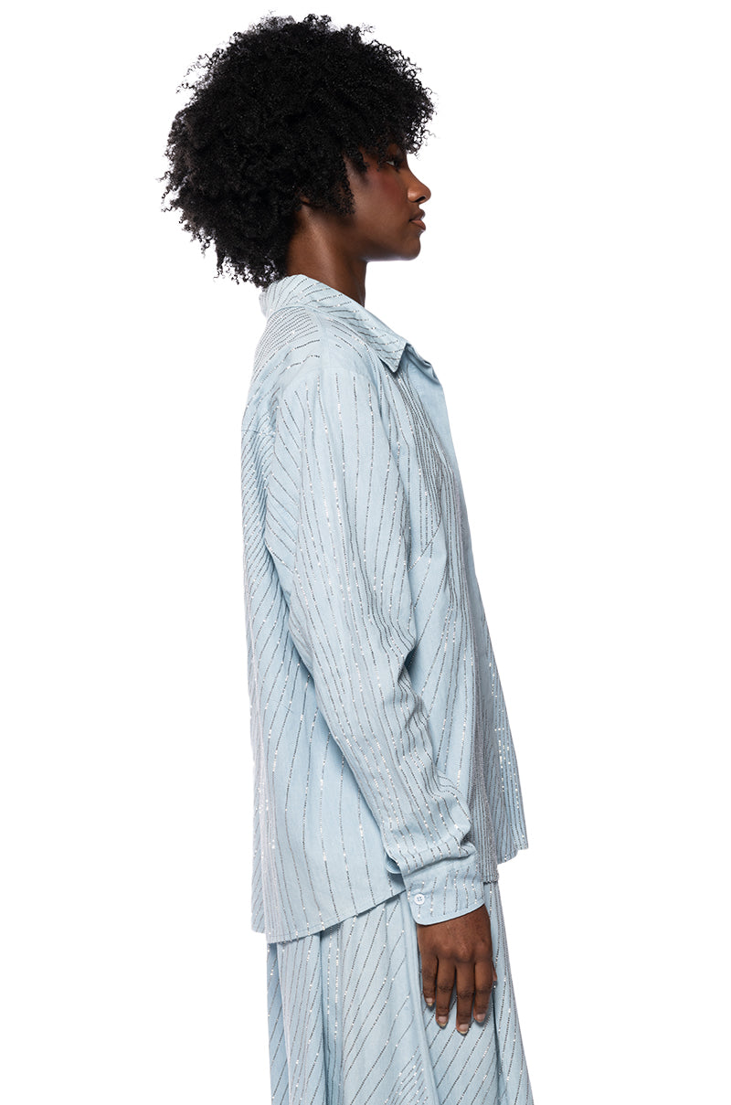 DENIMANIA RHINESTONE BUTTON DOWN