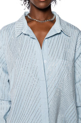 DENIMANIA RHINESTONE BUTTON DOWN