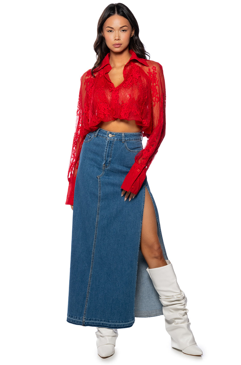 DESTINED FOR GREATNESS COLLARED LACE BLOUSE