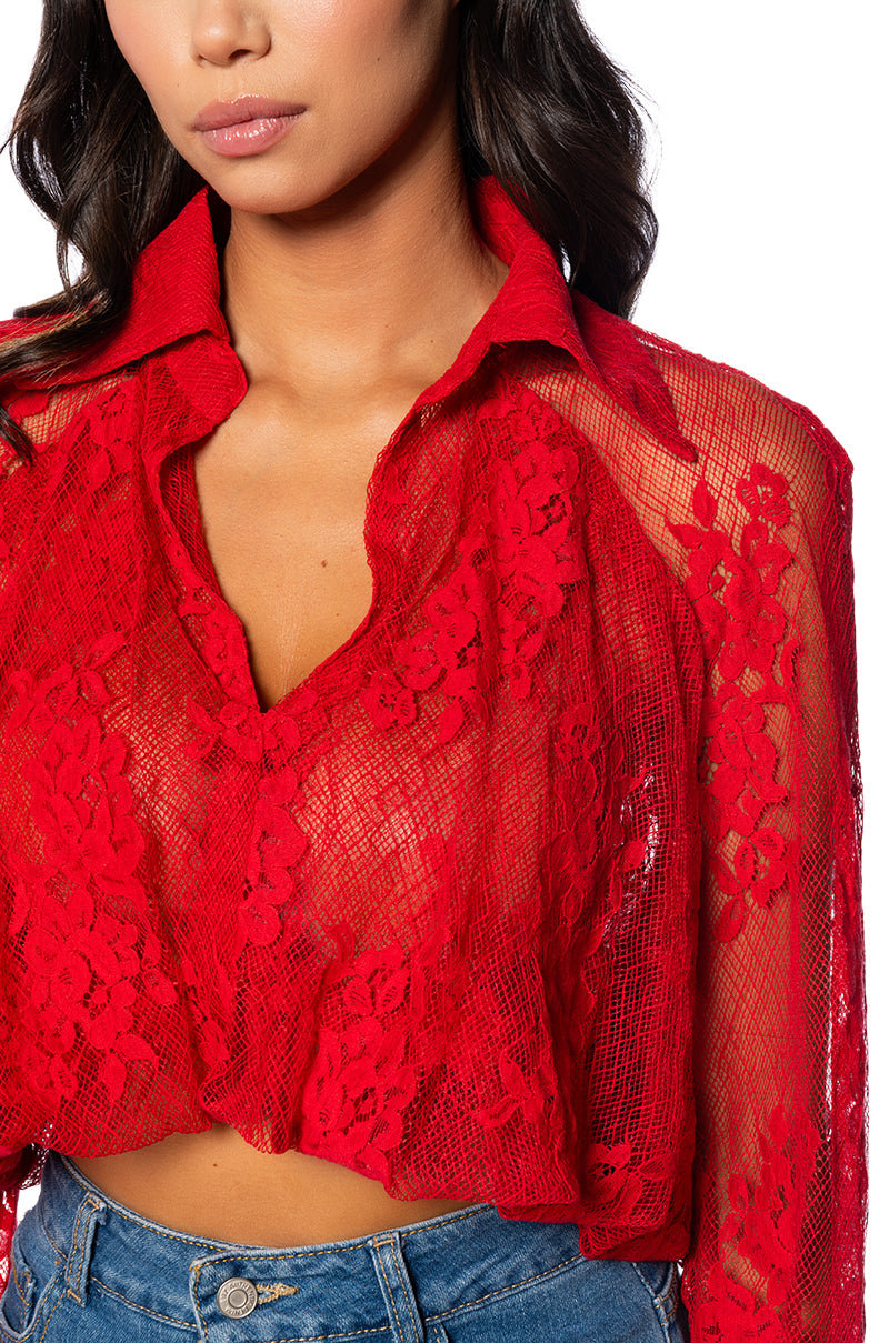 DESTINED FOR GREATNESS COLLARED LACE BLOUSE