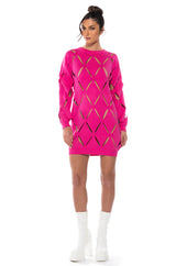 DIAMOND CUT OVERSIZED SWEATER DRESS