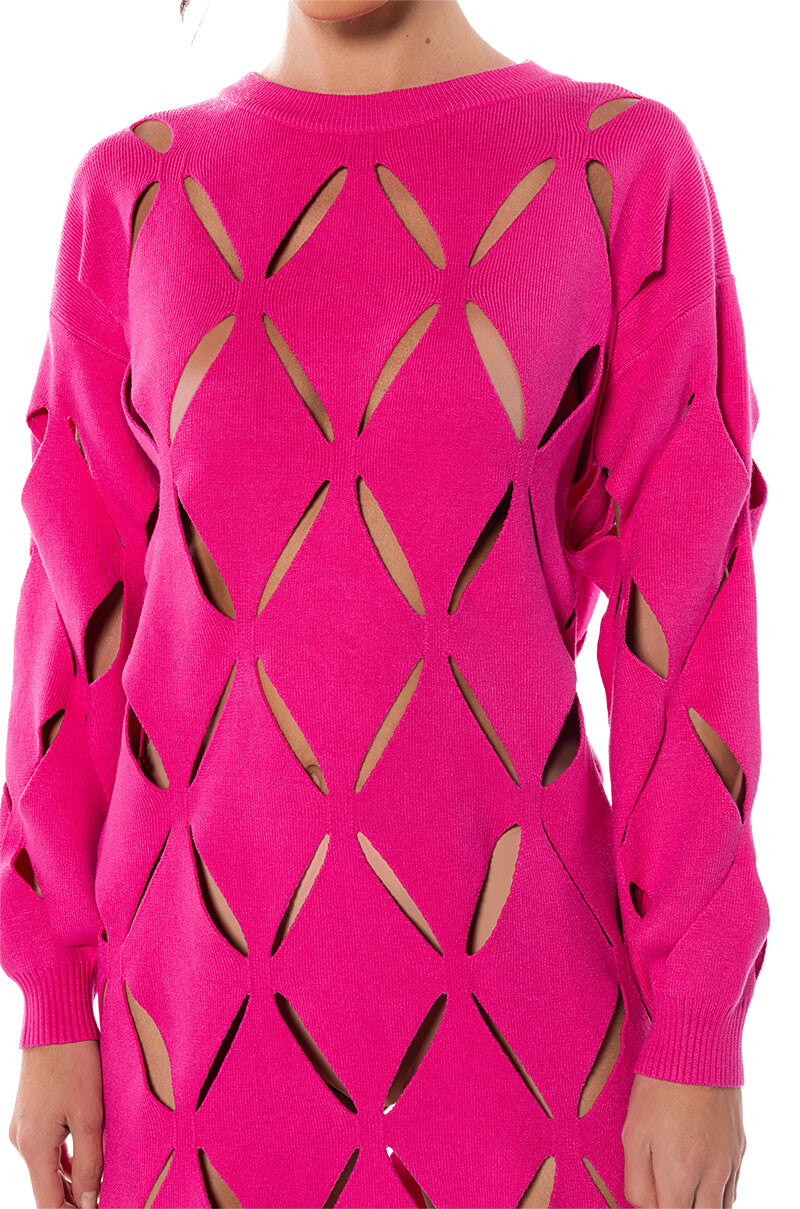 DIAMOND CUT OVERSIZED SWEATER DRESS