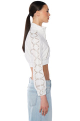DIAMOND LACE UP TRACK JACKET IN WHITE