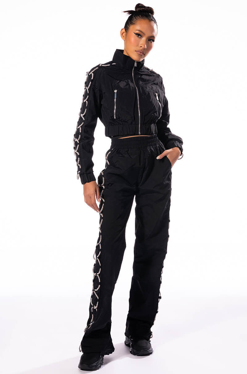 DIAMOND LACE UP TRACK PANT