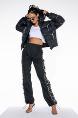 DIAMOND LACE UP TRACK PANT