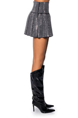 DIAMONDS DANCING PLEATED MINI SKIRT IN BLACK
