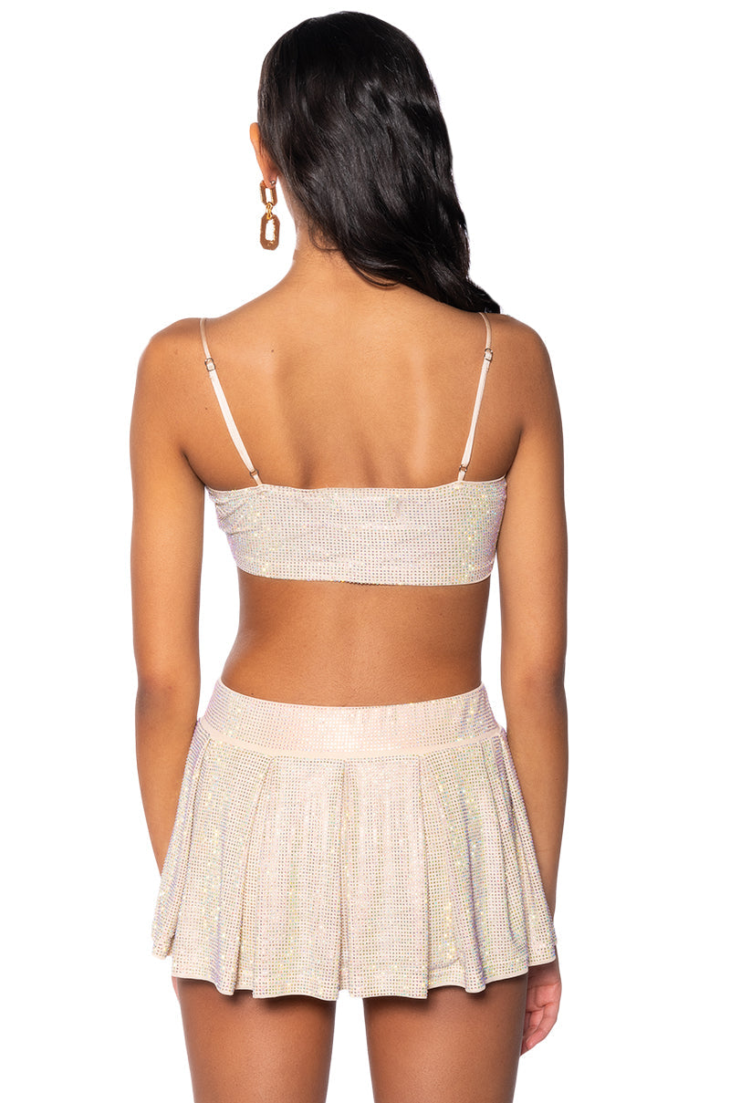 DIAMONDS DANCING SLEEVELESS BRALETTE TOP IN BEIGE