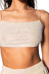 DIAMONDS DANCING SLEEVELESS BRALETTE TOP IN BEIGE