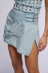 DIANA DISTRESSED DENIM MINI SKIRT