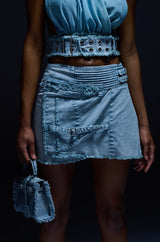 DIANA DISTRESSED DENIM MINI SKIRT