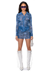 DIFFERENT THAN YOU MESH BUTTON DOWN TOP