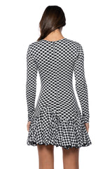 DINNER FOR TWO LACE UP MINI DRESS