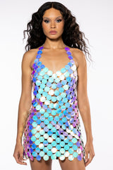DISCO BABE HOLOGRAPHIC SHIFT DRESS