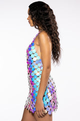 DISCO BABE HOLOGRAPHIC SHIFT DRESS