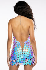DISCO BABE HOLOGRAPHIC SHIFT DRESS