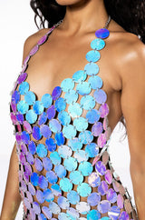 DISCO BABE HOLOGRAPHIC SHIFT DRESS