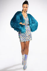 DISCO BABE HOLOGRAPHIC SHIFT DRESS