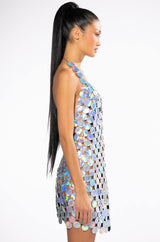 DISCO BABE HOLOGRAPHIC SHIFT DRESS