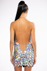 DISCO BABE HOLOGRAPHIC SHIFT DRESS