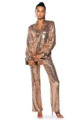 DISCO FEVER SEQUIN EMBELLISHED BUTTON DOWN TOP