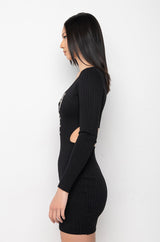 DOING MY THANG RHINESTONE LACE UP FRONT MINI DRESS