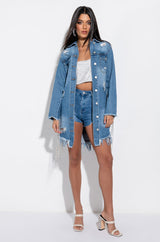 DOLLYS SIS RHINESTONE LONG DENIM JACKET