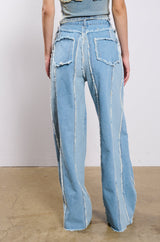 DONT NEED TO SLEEP DISTRESSED WIDE LEG DENIM PANT