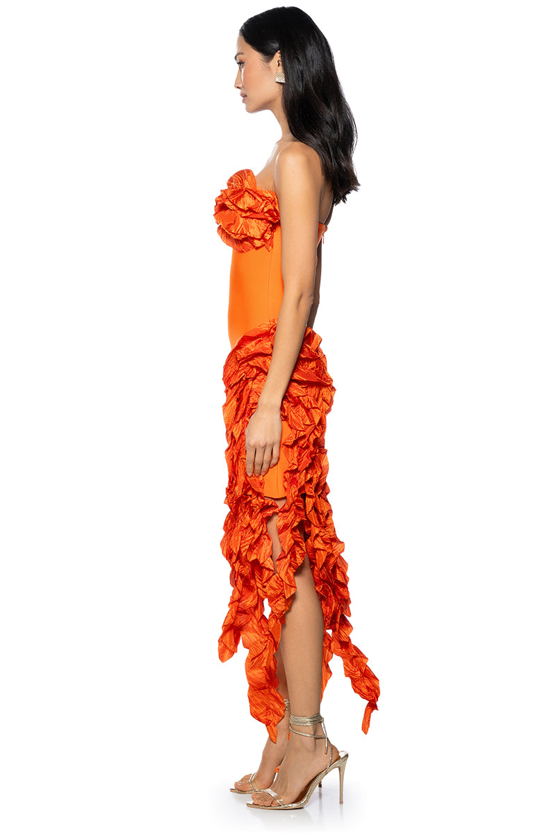 DONT STOP THE PARTY ASYMMETRICAL MIDI DRESS