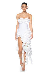 DONT STOP THE PARTY ASYMMETRICAL MIDI DRESS