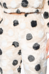 DOTTY FAUX FUR WIDE LEG JOGGER