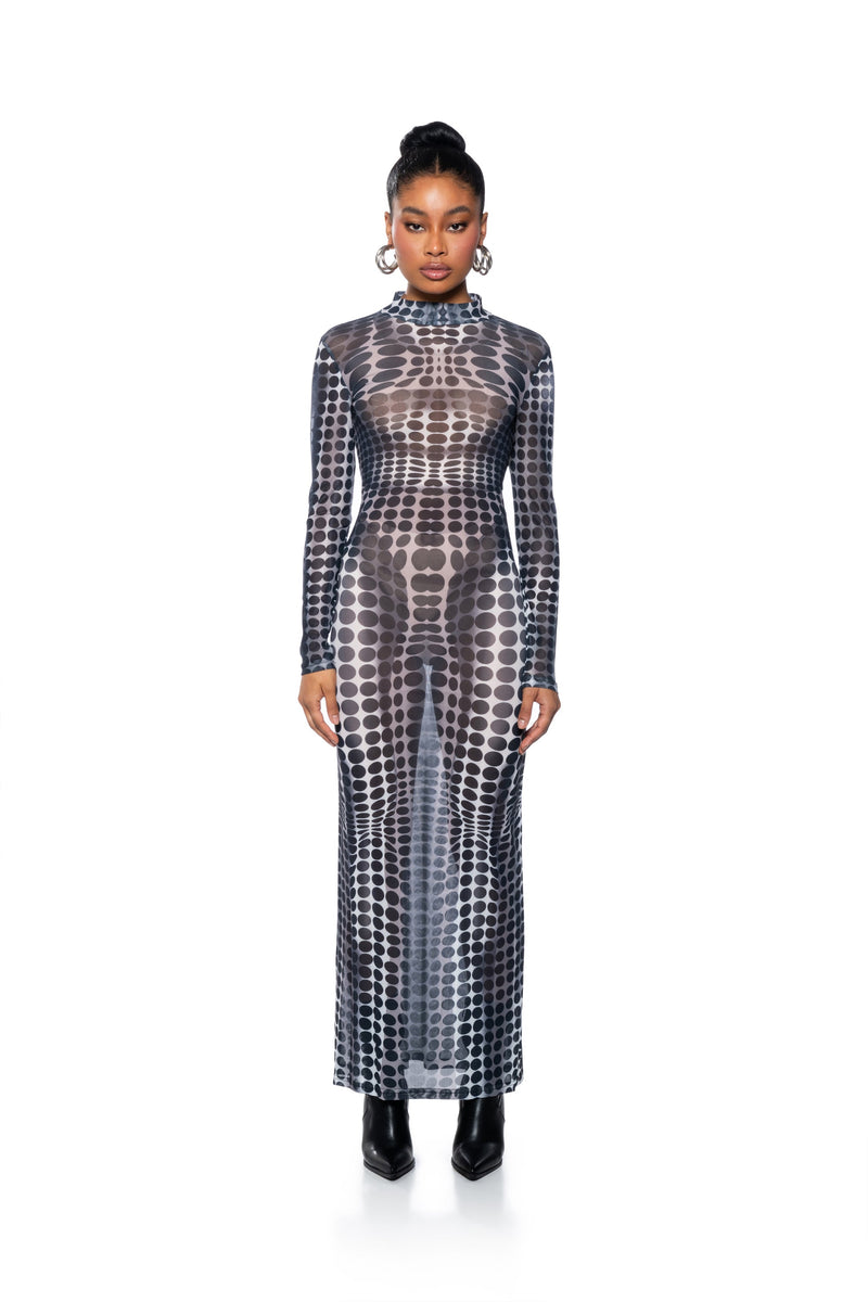 DOTTY MESH MAXI DRESS