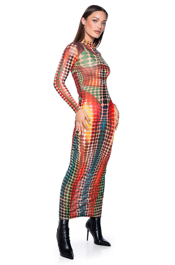 DOTTY MESH MAXI DRESS