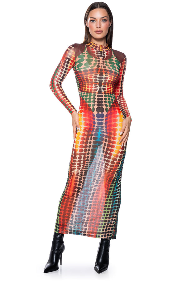 DOTTY MESH MAXI DRESS