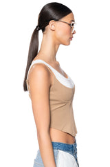 DOUBLE LAYER RIB KNIT TANK CORSET TOP