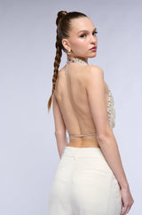 DRAMATIC HIGH COLLAR PEARL TOP